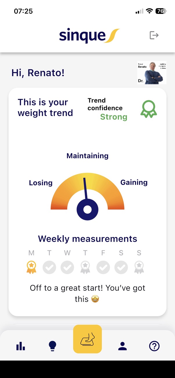 Sinque app — your weight trend